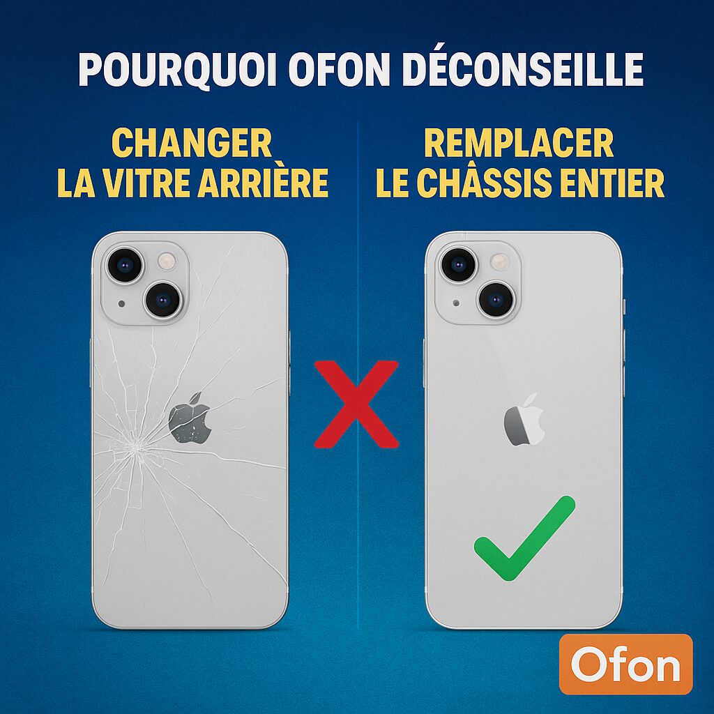 Pourquoi Ofon déconseille le changement de la vitre arrière iPhone (et propose une meilleure solution)
